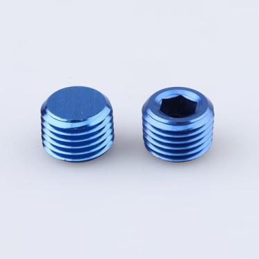 Imagem de AC PERFORMANCE Plugues de cabeça Allen soquete macho NPT de 1/10.2 cm azul alumínio, pacote com 2