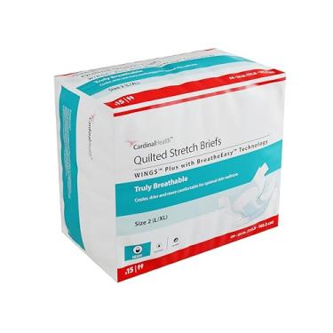 Imagem de Cardinal Health™ Wings™ Plus Cueca elástica acolchoada com tecnologia BreatheEasy™, tamanho 2 (G/GG), bolsa com 15