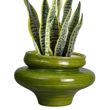 Imagem de Teagas Vasos de cerâmica para plantas de interior 28 cm - vasos de plantas ao ar livre, vasos grandes para plantas de interior, vaso verde com orifício de drenagem, vaso de flores para decoração de