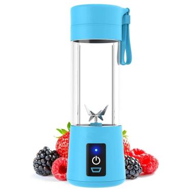 Imagem de Mini Liquidificador Mixer Juice Cup Portatil 320ml USB 6 Lâminas - Juicer - Azul