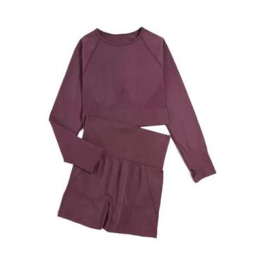 Imagem de Conjunto de Yoga Sem Costura Feminino - Roupas de Ginástica e Fitness,