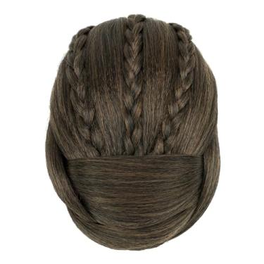 Imagem de IMISSU Cobertura de cabelo trançado chignon dançarina rosquinha pedaços de cabelo scrunchies coque de cabelo peruca grampos updo (M3 Castanho Misto)