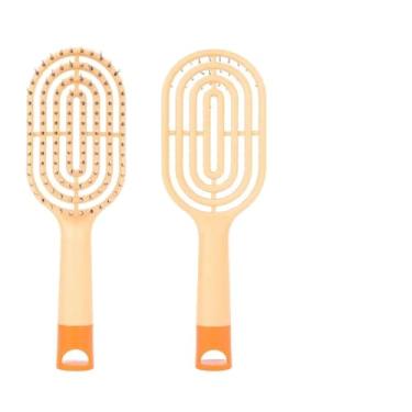 Imagem de Pente de cabelo emaranhado, pente de massagem para couro cabeludo, desembaraçador, cacheado, molhado, seco, grosso, escova alisadora, acessório de escova de cabelo (laranja)