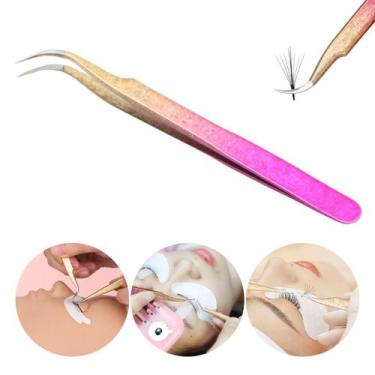 Imagem de 1 Pinça Curvada Colorida Para Extensão Cílios Fio A Fio Volume Russo E