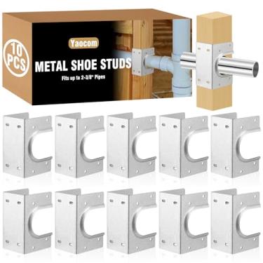 Imagem de Yaocom 10 peças de tachas de metal para tachas duplas de madeira, placas de prego para pregos, serve para tubos de até 6 cm, pino galvanizado de calibre 16, suporte extra para projeto de encanamento