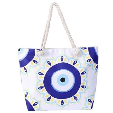 Imagem de Sacola de lona personalizada, mochila portátil, 45 cm de espaço, adequada para compras, viagens, dia, praia, Oito