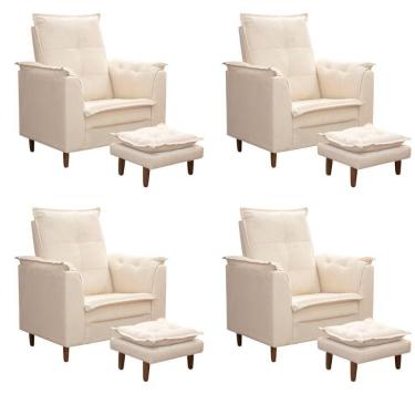 Imagem de Kit 04 Poltronas Maria Para Amamentação E Descanso Com Puff Confortável Suede Bege Mabe Magazine