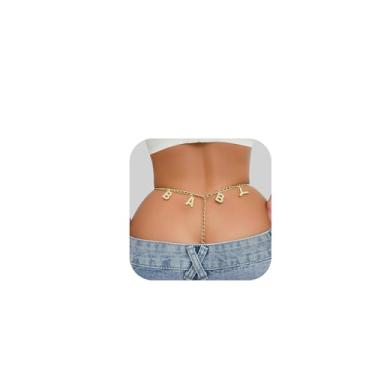 Imagem de Calcinha fio dental com pingente de letras de strass, corrente de cintura de cristal ajustável com strass, tanga sexy, festival, rave, fio G, corrente de cristal, joia para festa feminina, Medium,