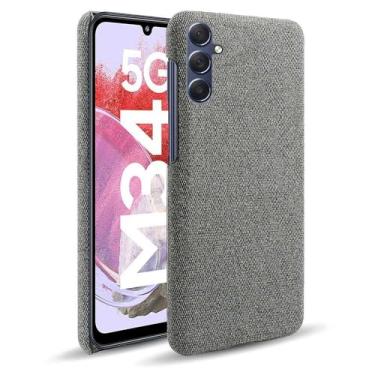 Imagem de Capa para Samsung Galaxy M34 5G,Capa desenhada em lona,Case Protetora Ultrafina com Empunhadura Macia,Design em Tecido Antichoque e Antiarranhões-Gray
