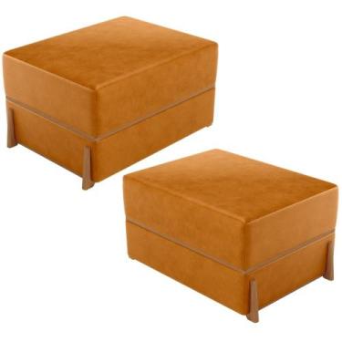 Imagem de Kit 02 Puffs Decorativo Retangular Para Sala de Estar Domus L02 materi