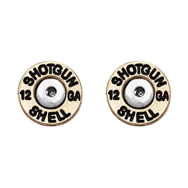 Imagem de Rosemarie & Jubalee Brincos femininos hipoalergênicos com concha de espingarda calibre 12, 12mm, Zinco, sem pedras preciosas