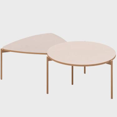 Imagem de Kit Mesa de Centro Redonda Ellie e Mesa de Centro Trina D05 Off White - Lyam Decor