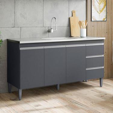 Imagem de Balcão de Pia Ambiente Andréia 160 cm Cinza Fosco - ajl