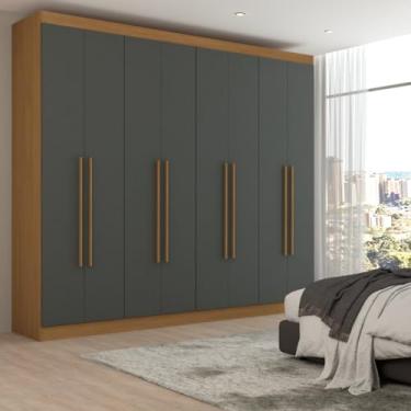 Imagem de Guarda-Roupa Casal Ele e Ela 8 Portas 8 Prateleiras Cinamomo/Chumbo - Pm