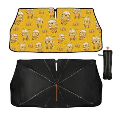 Imagem de Guarda-sol engraçado para para-brisa de carro de cerveja, guarda-sol dobrável para janela frontal, refletor UV, proteção solar, para-brisa automática, guarda-sol