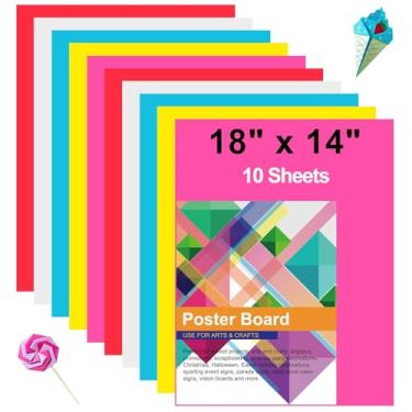 Imagem de Quadro de pôster, 10 peças, papel colorido, 35,5 x 45,7 cm, quadro de visão, quadro gráfico em branco, para crianças, escola, sala de aula, projetos de artesanato, desenho, scrapbooking