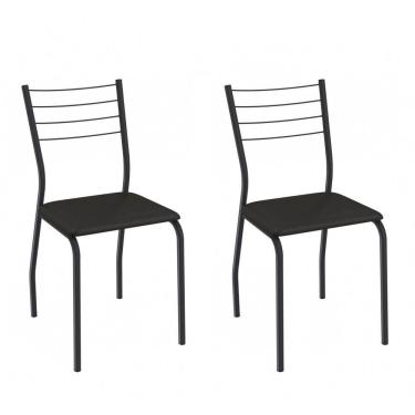 Imagem de Cadeira de Jantar Kappesberg Malta de Metal com Assento Estofado Cor Preto Fosco 2 Unidades