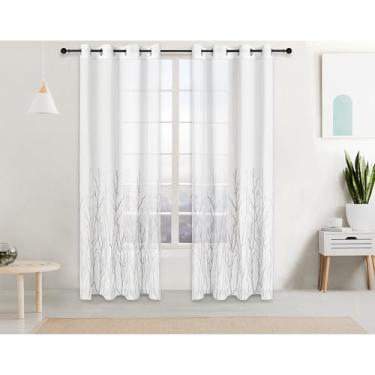 Imagem de Safdie & Co. Cortina transparente de 213 cm de comprimento, 1 painel para janela. Cortina de porta de pátio. Cortinas para Ventanas. Cortina cinza