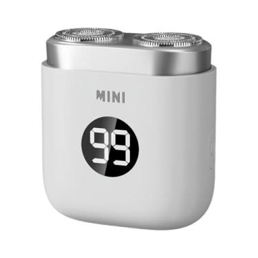Imagem de predolo Pocket Shaver seco e úmido Uso LED Power Display Baixo ruído compacto de cabeça dupla barbeador de barbeador elétrico para carro, Branco
