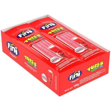 Imagem de Bala de Gelatina Fini Tubes Azedinhos - Morango Cítrico Recheio de Nat