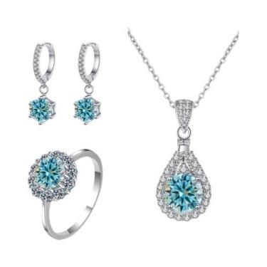 Imagem de Conjunto de Joias com Charme Moissanita - Prata Esterlina 925 - Anel, 