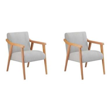 Imagem de Conjunto com 2 Poltronas Flávia Cinza e Natural - Mobly