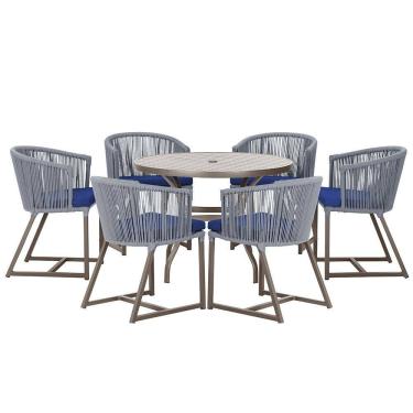 Imagem de Mesa com 6 Cadeiras de Jantar Roma 120cm e Noronha em Alumínio