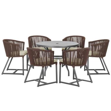 Imagem de Mesa com 6 Cadeiras de Jantar Roma 120cm e Noronha em Alumínio