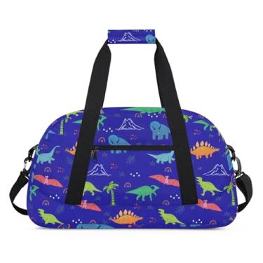Imagem de Bolsa esportiva infantil para meninos – bolsa esportiva de ginástica para mulheres e homens, bolsa de viagem para o fim de semana, bolsa de viagem, treino, dança, Dinossauro, one size