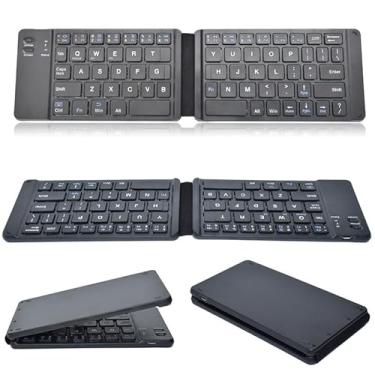 Imagem de Teclado Bluetooth dobrável, teclado dobrável sem fio recarregável, portátil e fino, adequado para laptop, desktop, PC, iPad/iPhone, tablet, smartphone, compatível com MacBook, Windows, Android e iOS