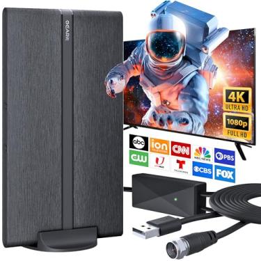 Imagem de GEARit Antena de TV de alto ganho - Antena de TV HD de longo alcance interna e externa para canais locais - Suporta 4K 1080P - Antena de TV digital OTA resistente ao clima para Smart TV - Cabo coaxial
