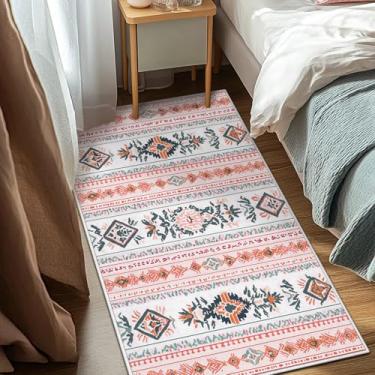 Imagem de Tapete Boho para sala de estar, laranja, marroquino ocidental, 7,5 x 12,5 cm, lavável à máquina, tapete boho macio para quarto, tapete grande macio para sala de jantar, escritório, antiderrapante