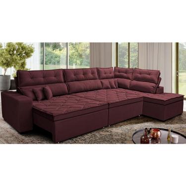 Imagem de Sofá de Canto Retrátil e Reclinável Direito 3,00x2,36m Molas Cama inBox Espanha. Velusoft