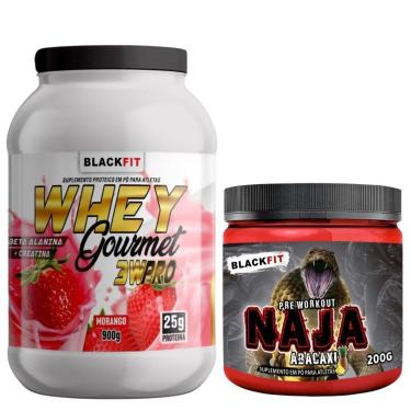 Imagem de Kit Whey Morango Mais Pré Treino Ganho De Massa Max Desempenho E Energia-Unissex