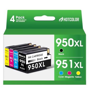 Imagem de HOTCOLOR Cartuchos de tinta 951 950xl para impressoras hp 950 951 Pacote combo de cartuchos de tinta para hp 951 para hp 950xl Preto use com hp officejet pro 8600, 8610, 8620, 8630 Series (pacote com
