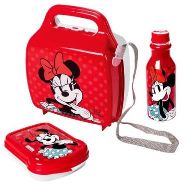 Imagem de Kit Lancheira com Alça + Porta Sanduiche e Garrafinha da Minnie - Plas