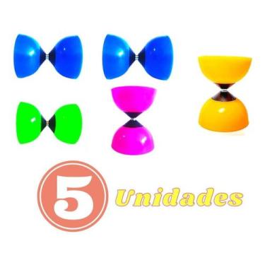 Imagem de Diabolo Yoyo Profissional Com Baqueta Kit Com 5 - YoyoBrasil, 2 Azuis 