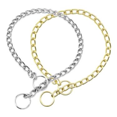 Imagem de Coleira gargantilha para cães, coleira de metal para treinamento de estrangulamento resistente, para cães de raça PPP PP, PP, médio, grande, GG, prata, ouro GG