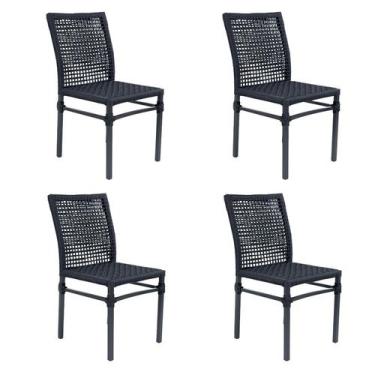 Imagem de Conjunto 4 Cadeiras Alumínio Corda Náutica Gourmet Área Externa - Verd