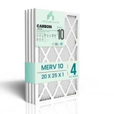 Imagem de Accumulair Filtro de ar para forno de carbono 20 x 25 x 1 MERV 10 HVAC (embalagem com 4) | Filtro de ar de substituição para uso doméstico, residencial e comercial | Feito nos EUA | Tamanho real 19,5