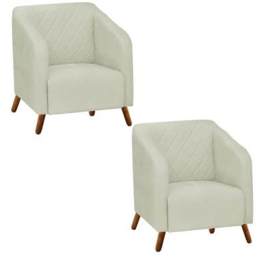 Imagem de Kit 02 Poltrona Cadeira Lotus Decorativa Recepção Sala De Estar Tecido