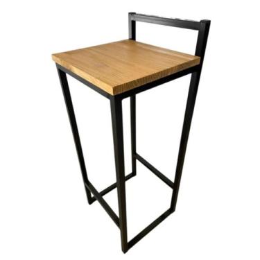 Imagem de Banqueta Industrial Com encosto Alta Bistrô Estilo Rustica para balcão