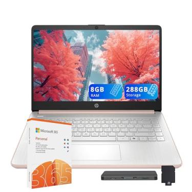 Imagem de HP Stream Laptop antirreflexo HD de 14 polegadas, processador Intel N150, 8 GB de RAM, armazenamento de 288 GB (SSD de 128 GB + conjunto de estação de ancoragem de 160 GB), 1 ano de escritório 365