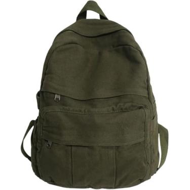 Imagem de Mochila Escolar Casual Menina Tecido Mochila Escolar Faculdade Studet Vitage Wome Mochila Cavas Feminino Laptop Bolsa Viagem Las, Green, L32cmW13cmH34cm