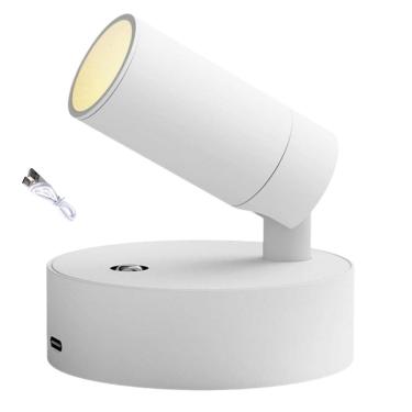 Imagem de Luminaria Arandela LED 3 Tons USB Bateria Recarregavel Mesa Parede Sala Quarto Iluminaçao Direcional Estudo