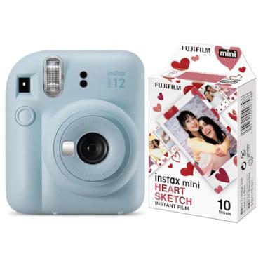 Imagem de CAMERA INSTAX MINI 12 AZUL CANDY + FILME INSTAX MINI HEART SKETCH 10 FOTOS