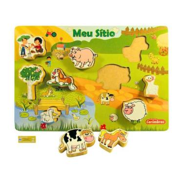 Imagem de Meu Sitio Carimbras Tabuleiro de Encaixe em Madeira 9 Pecas Brinquedo 