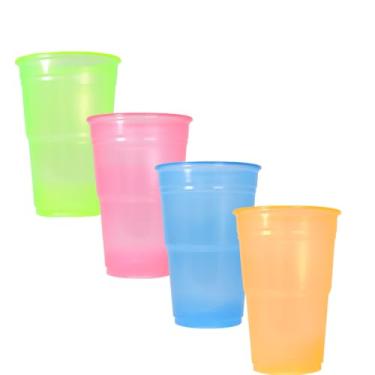 Imagem de Kit 150 Copos Descartáveis Premium 300ml Festas Baladas (3 CORES NEON)