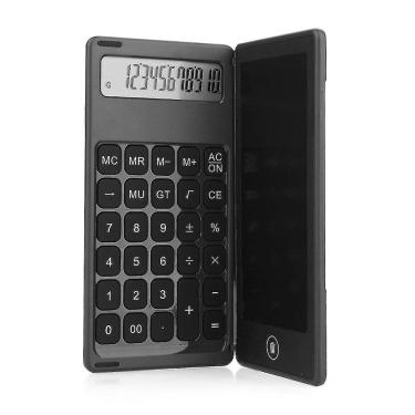 Imagem de Calculadoras calculadora dobrável de cristal líquido de 6 polegadas display de 12 dígitos quadro de escrita ultrafino dobrável preto