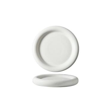 Imagem de Prato de espaguete grande fosco europeu criativo placa de cerâmica preta e branca de borda grossa -20 cm branco fosco